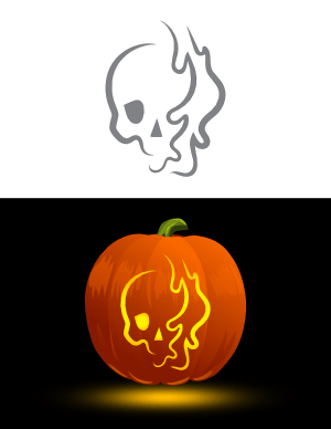 Abstract Flaming Skull Pumpkin Stencil