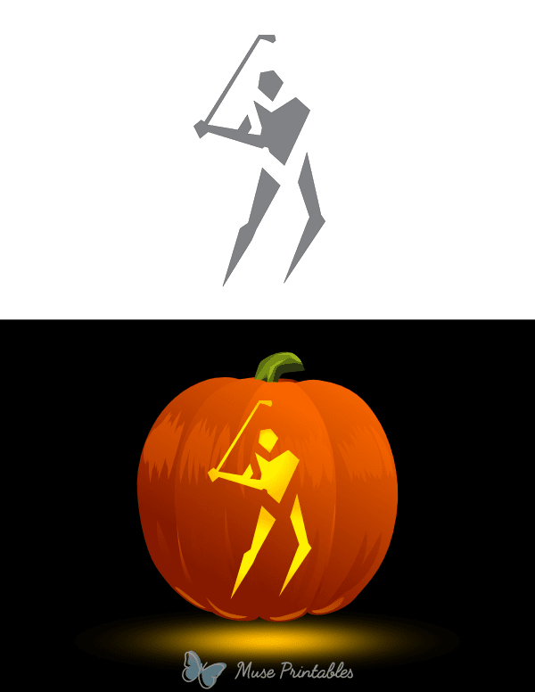 Abstract Golf Swing Pumpkin Stencil