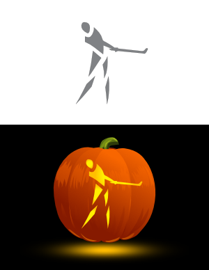 Abstract Golfer Pumpkin Stencil