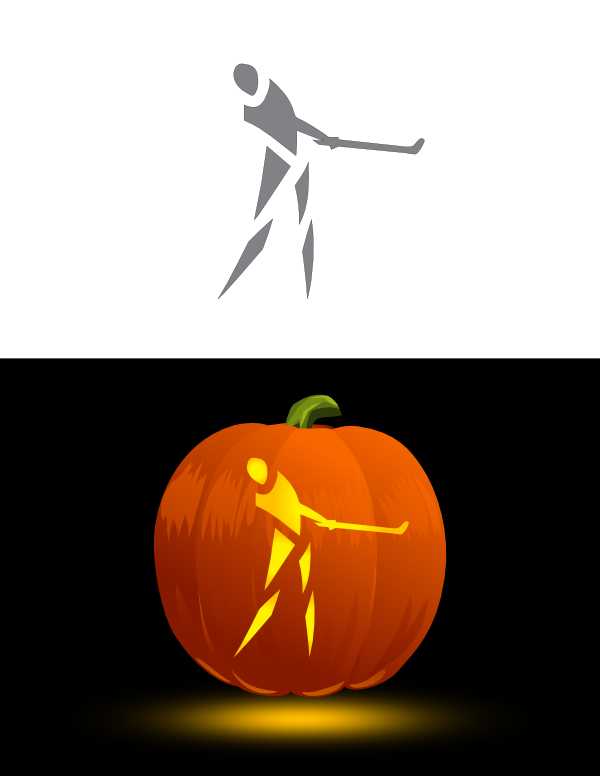 Abstract Golfer Pumpkin Stencil