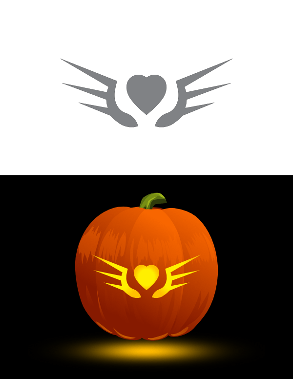 Abstract Heart with Wings Pumpkin Stencil