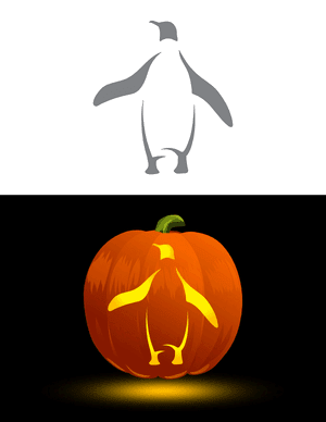 Abstract Penguin Design Pumpkin Stencil