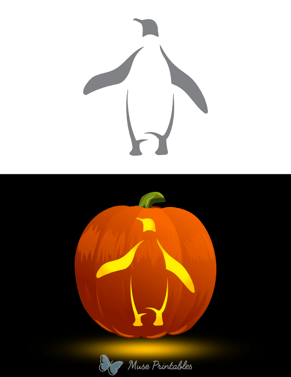 Abstract Penguin Design Pumpkin Stencil