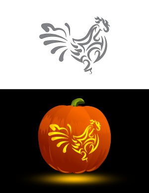 Abstract Rooster Pumpkin Stencil