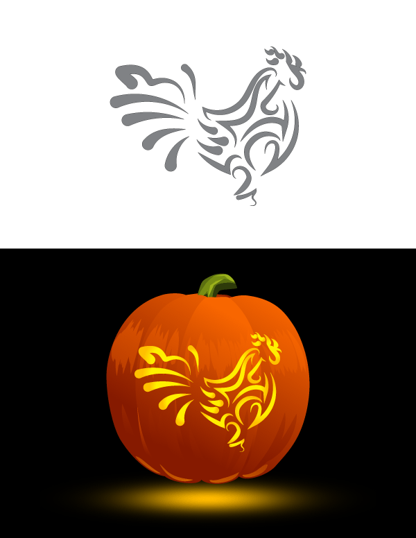 Rooster Pumpkin Stencil