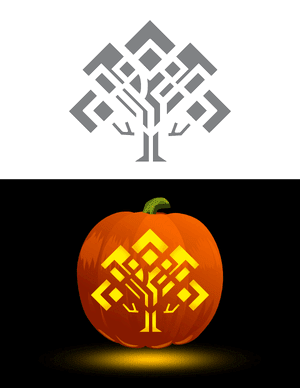 Abstract Style Tree Pumpkin Stencil