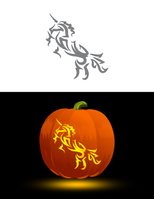 Abstract Unicorn Pumpkin Stencil
