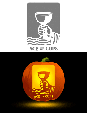 Ace of Cups Tarot Card Pumpkin Stencil