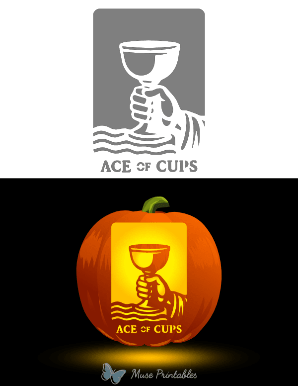 Ace of Cups Tarot Card Pumpkin Stencil