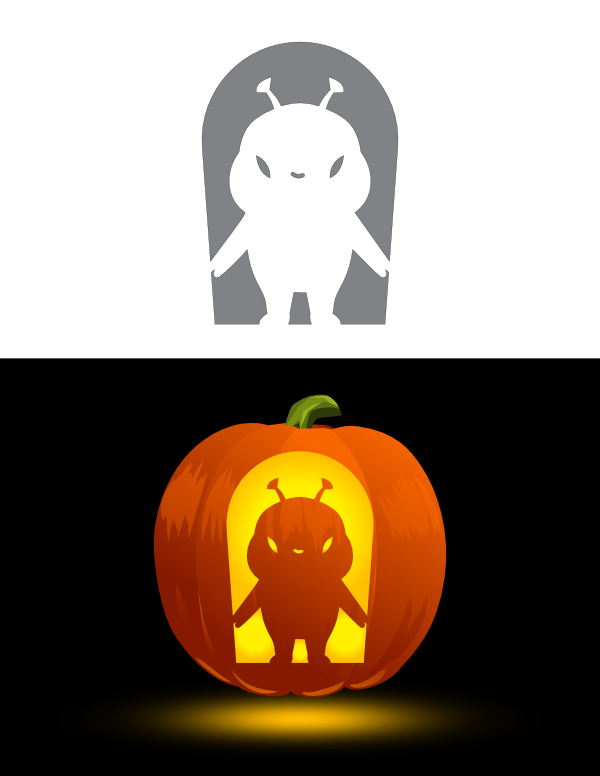 Printable Adorable Alien Pumpkin Stencil