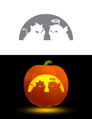 Adorable Angel and Devil Pumpkin Stencil