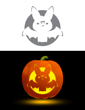 Adorable Bat Pumpkin Stencil