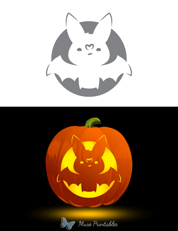 Adorable Bat Pumpkin Stencil