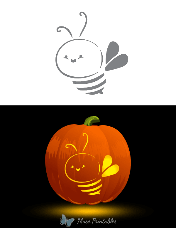 Adorable Bee Pumpkin Stencil