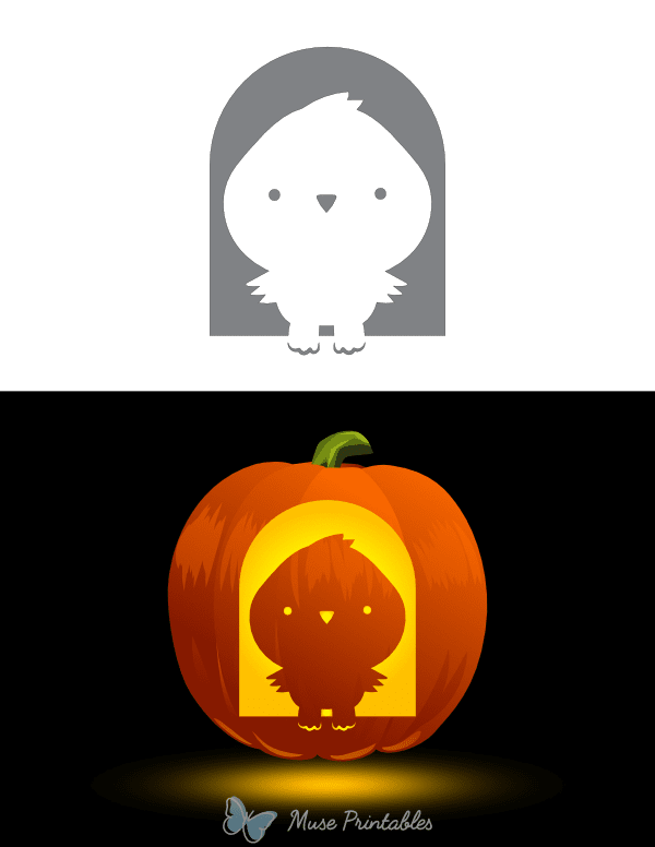 Adorable Bird Pumpkin Stencil