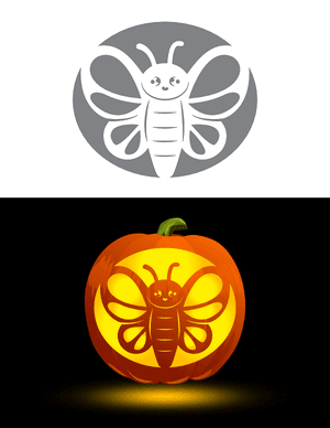 Adorable Butterfly Pumpkin Stencil