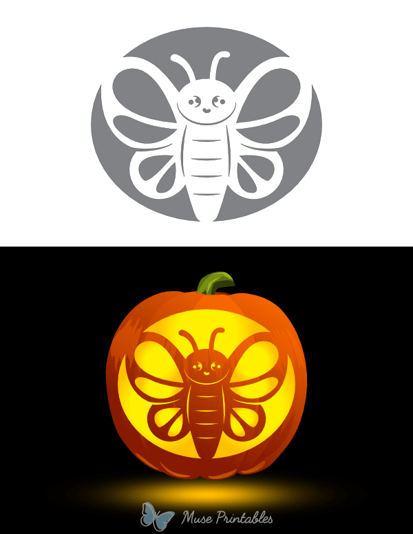 Adorable Butterfly Pumpkin Stencil