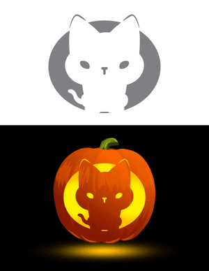 Adorable Cat Pumpkin Stencil