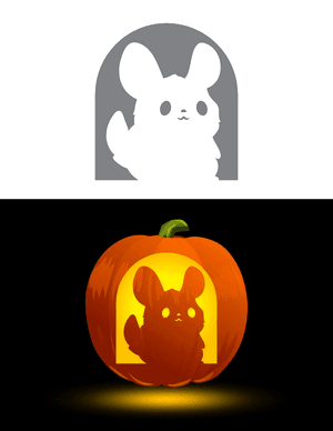 Adorable Chinchilla Pumpkin Stencil