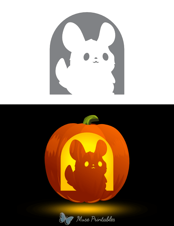 Adorable Chinchilla Pumpkin Stencil