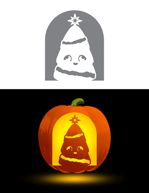 Adorable Christmas Tree Pumpkin Stencil