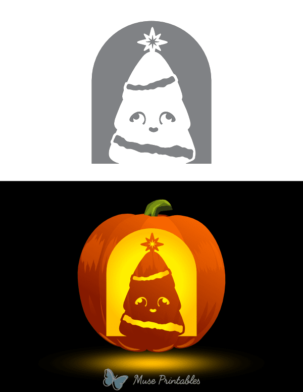 Adorable Christmas Tree Pumpkin Stencil