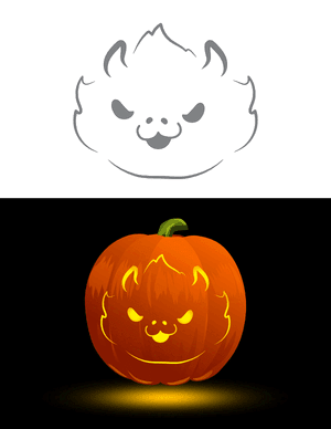 Adorable Dragon Head Pumpkin Stencil