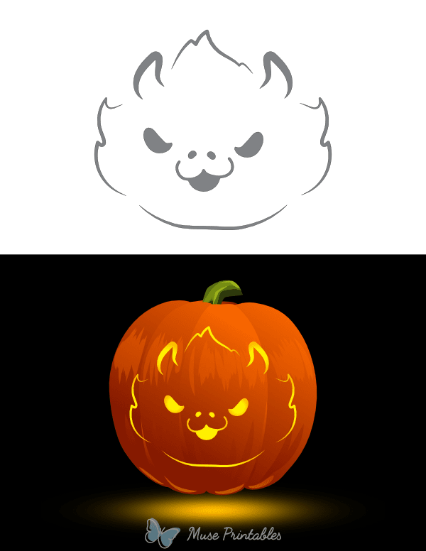 Adorable Dragon Head Pumpkin Stencil