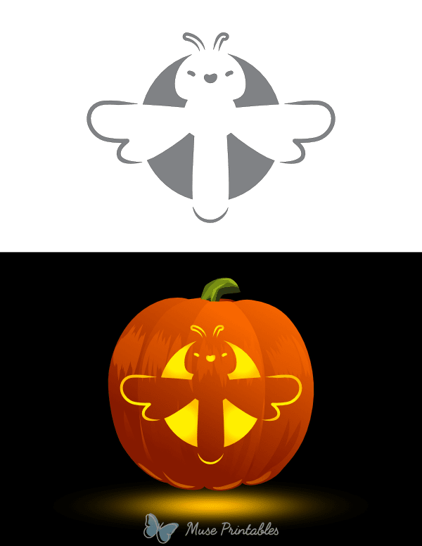 Adorable Dragonfly Pumpkin Stencil