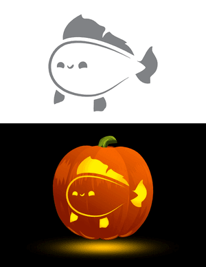 Adorable Fish Pumpkin Stencil