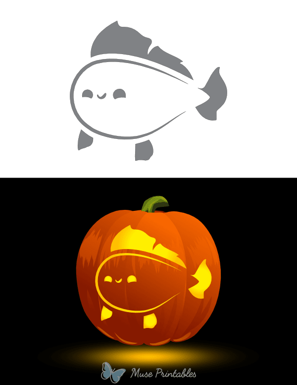 Adorable Fish Pumpkin Stencil