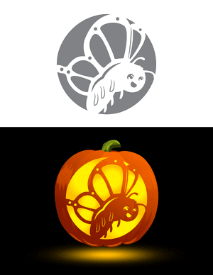 Adorable Flying Butterfly Pumpkin Stencil
