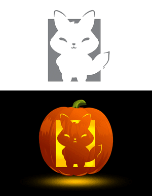 Adorable Fox Pumpkin Stencil