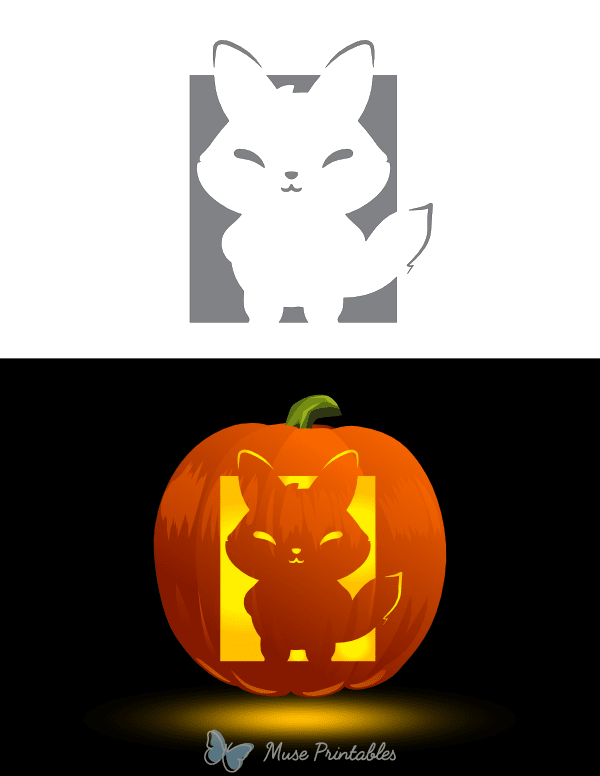 Adorable Fox Pumpkin Stencil