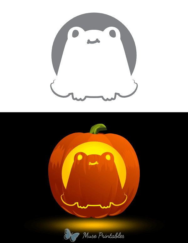Printable Adorable Frog Pumpkin Stencil