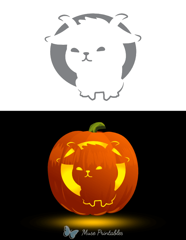 Adorable Goat Pumpkin Stencil