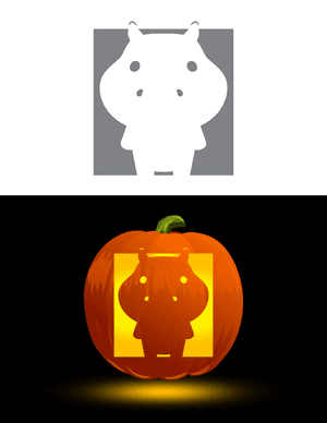 Adorable Hippo Pumpkin Stencil