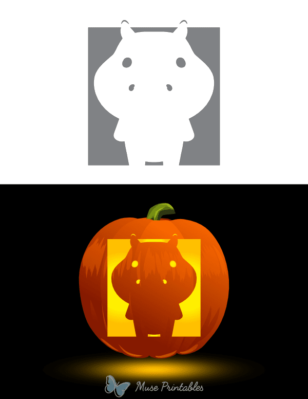 Adorable Hippo Pumpkin Stencil