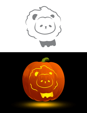 Adorable Lion Pumpkin Stencil