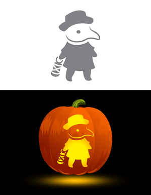 Adorable Plague Doctor Pumpkin Stencil