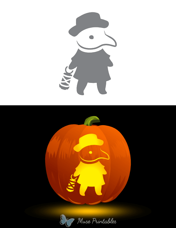 Adorable Plague Doctor Pumpkin Stencil