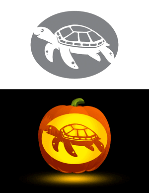 Adorable Sea Turtle Pumpkin Stencil