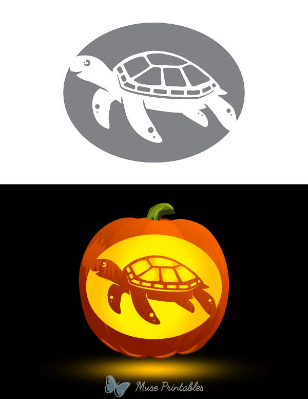 Adorable Sea Turtle Pumpkin Stencil