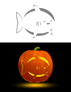 Adorable Shark Pumpkin Stencil