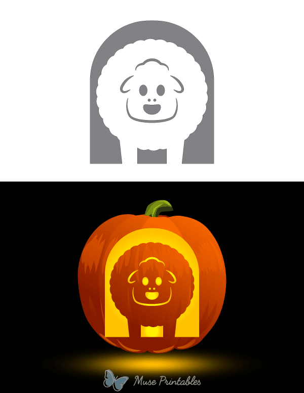 Adorable Sheep Pumpkin Stencil