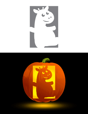 Adorable Sitting Giraffe Pumpkin Stencil