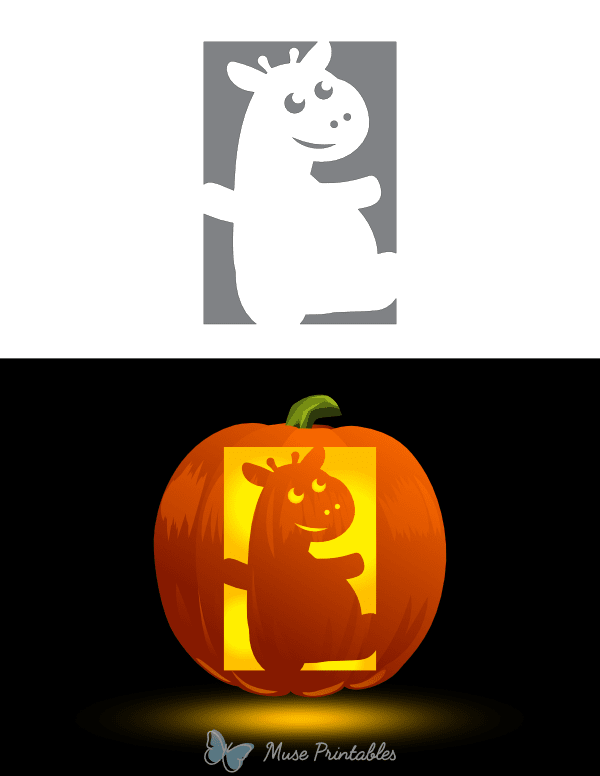 Adorable Sitting Giraffe Pumpkin Stencil