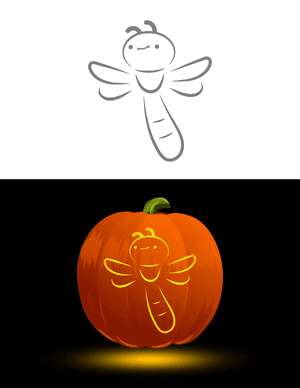 Adorable Smiling Dragonfly Pumpkin Stencil