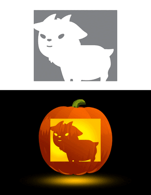 Adorable Standing Goat Pumpkin Stencil