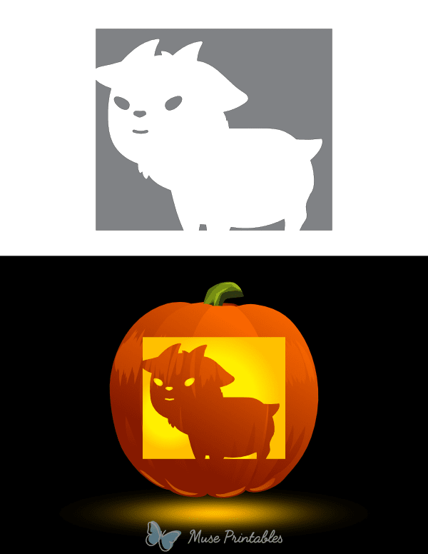 Adorable Standing Goat Pumpkin Stencil